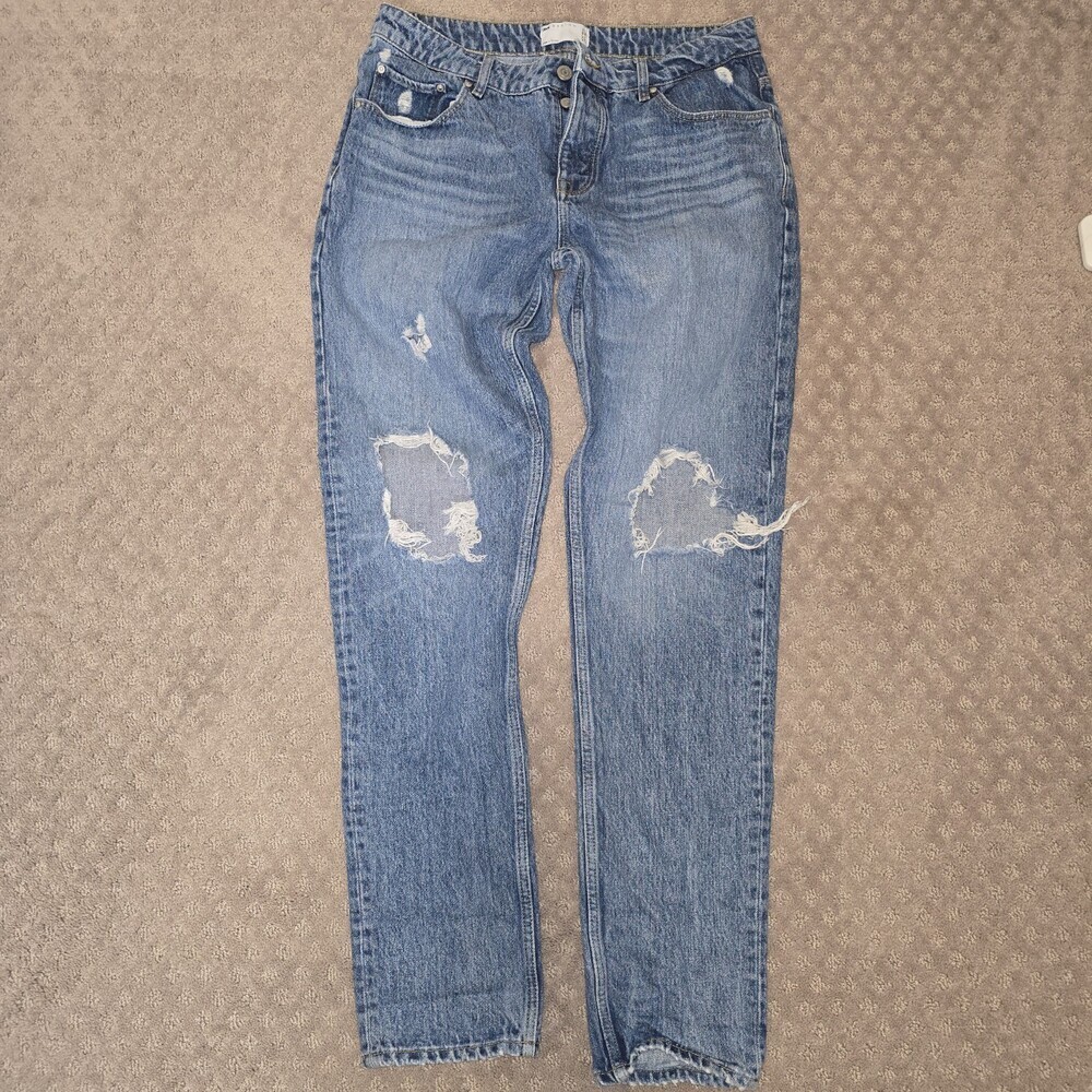 ASOS Design Men’s Slim Distressed Jeans W34 L32 Blue Tencel Blend